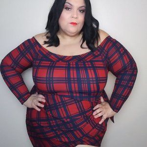 Plaid Wrap Bodycon Dress